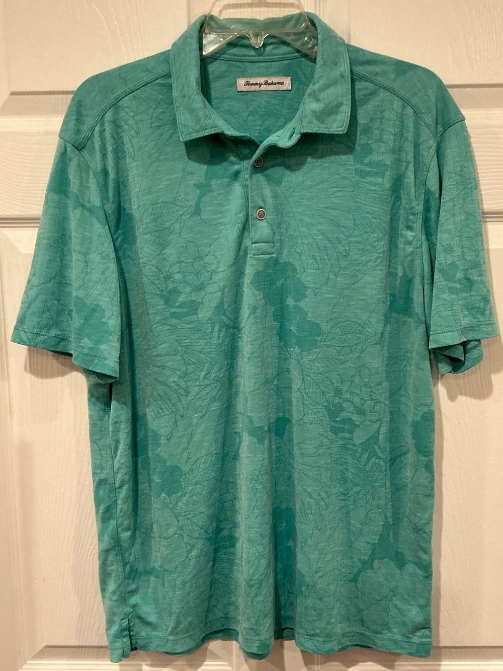 Tommy Bahama Teal Tonal Floral Polo